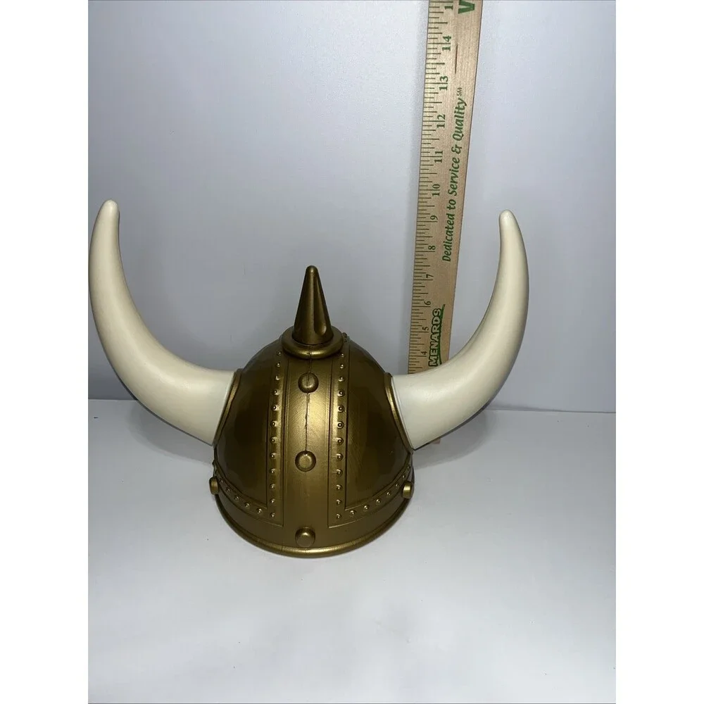 Adult Gold Medieval Viking Helmet with Light Up Horns Barbarian Costume Prop